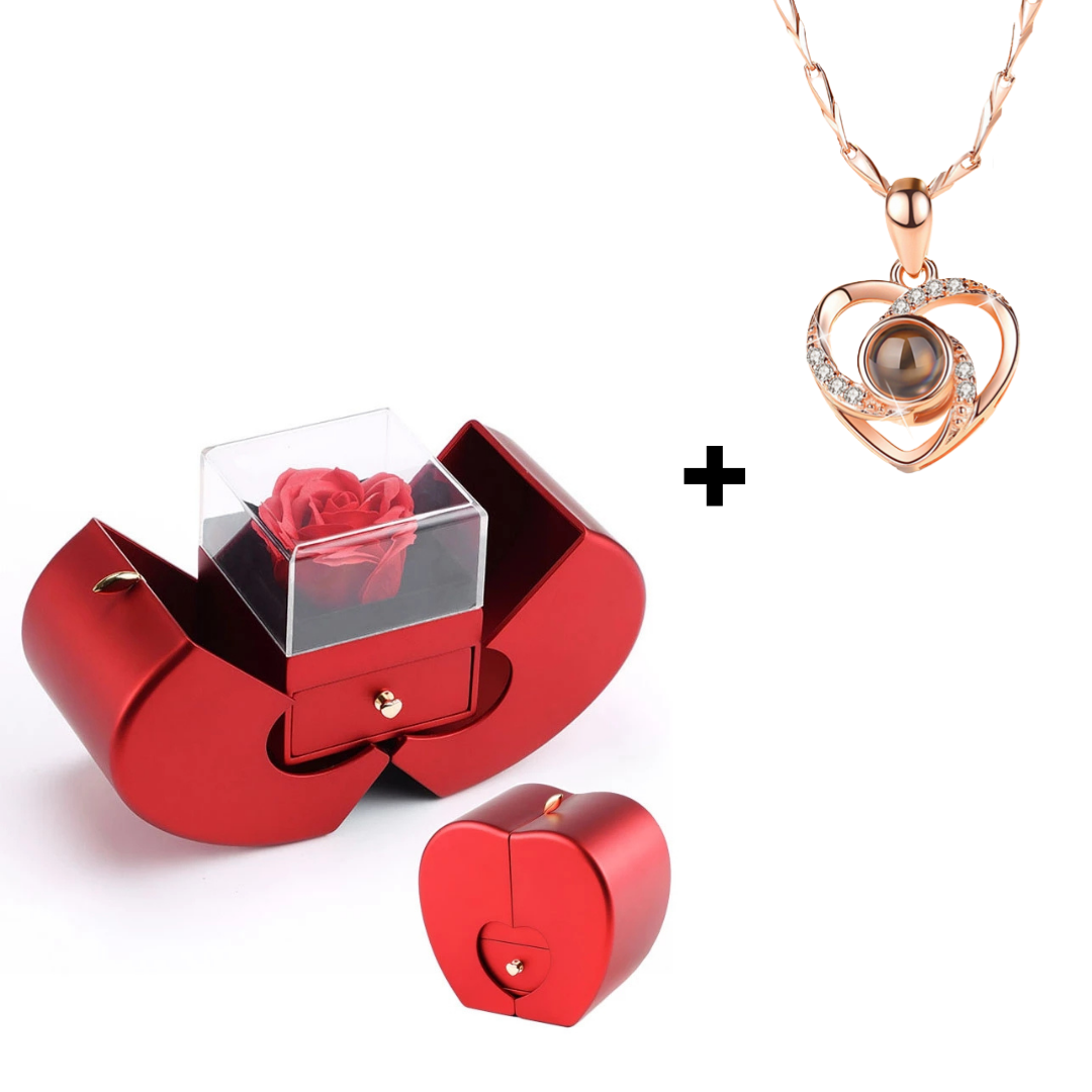 Collar Te amo en 100 Idiomas + Caja de Regalo Súper Especial