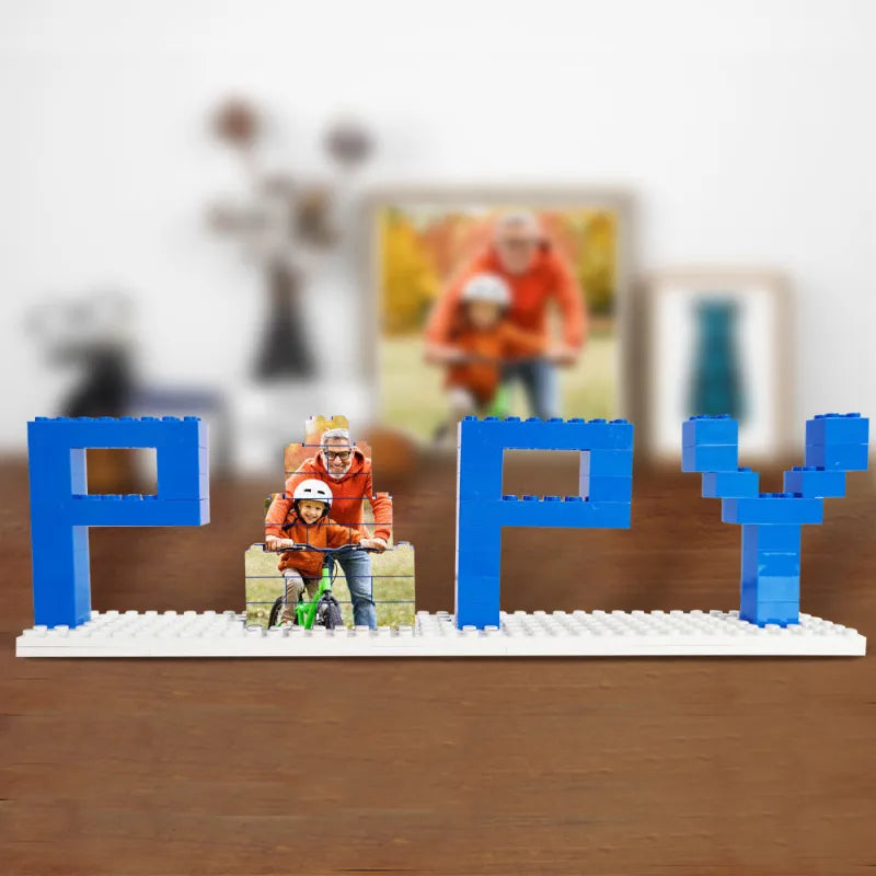 Rompecabezas de ladrillos de construcción de fotos de papá