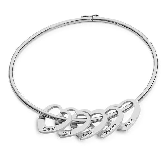 Pulsera de Corazón con 3 o 4 Nombres Personalizados