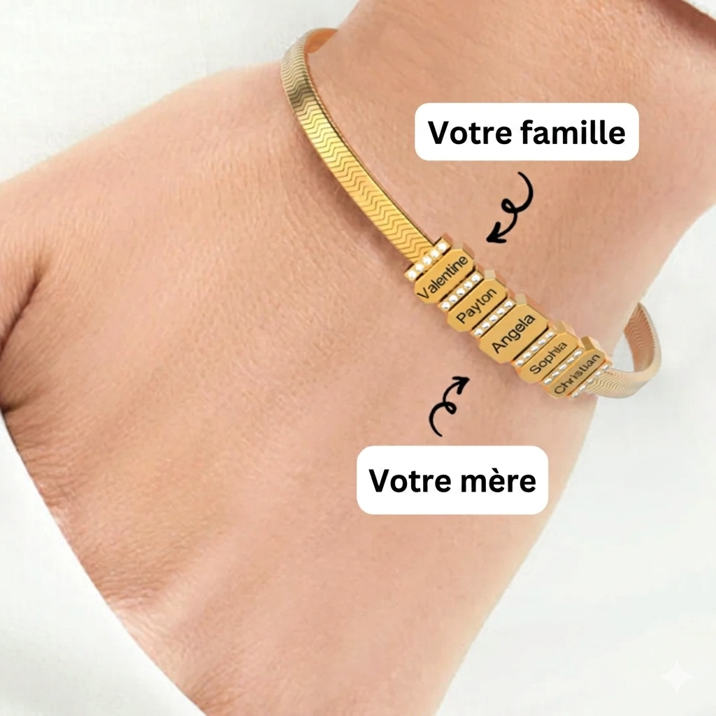 Bracelet « Source d'Amour » – La Force de la Famille au Poignet (Jusqu'à 8 Prénoms)