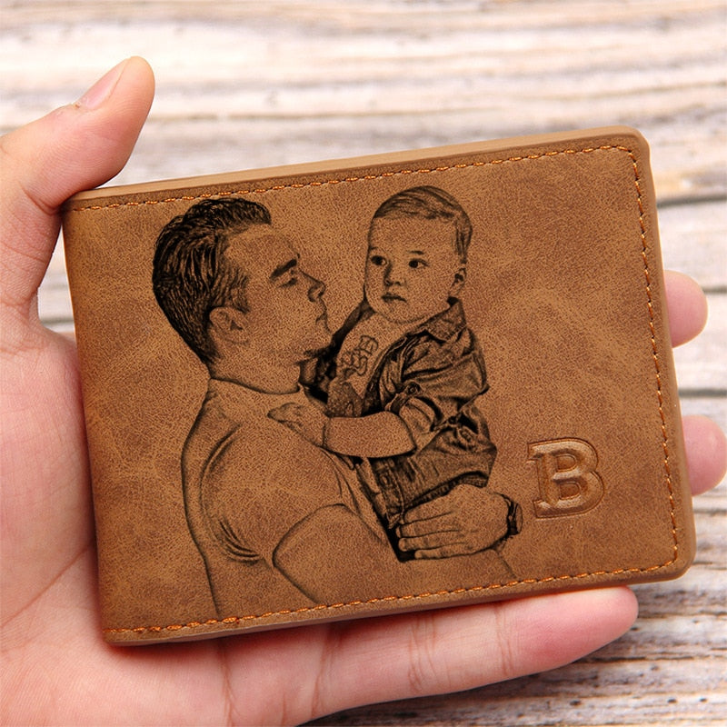 Cartera Black Leather de Cuero Personalizada con Foto - Regalo Día del Padre
