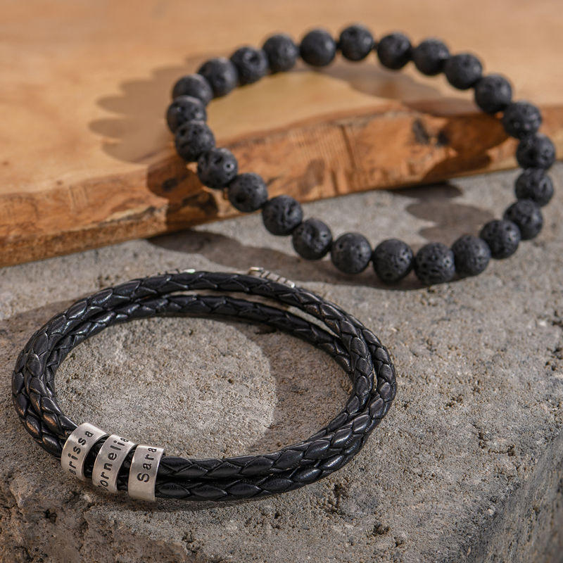 PULSERA DE CUERO CON NOMBRES™ PERSONALIZADA - REGALO ESPECIAL PARA PAPÁS