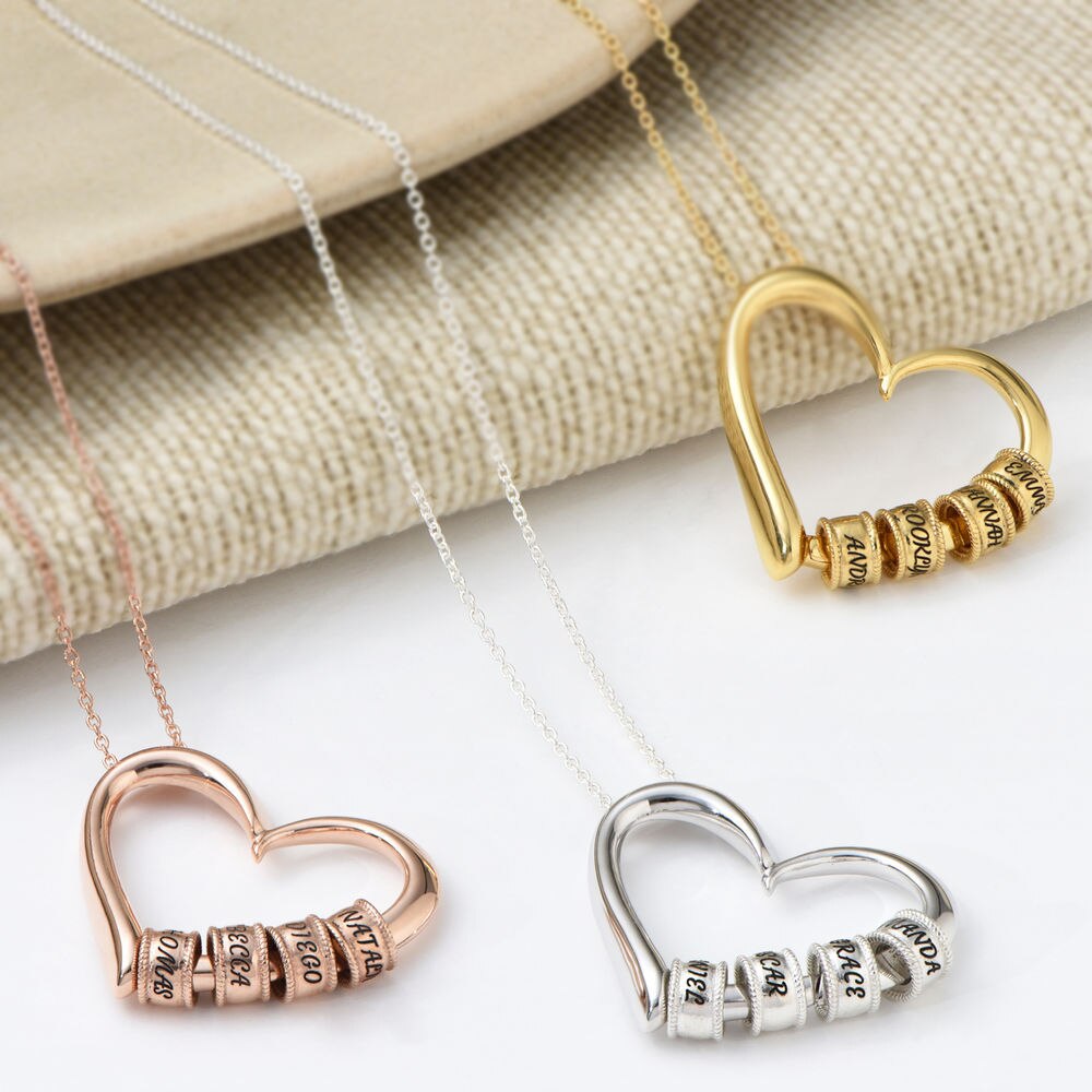 Collar Personalizado con Nombre – Dije Corazón de Acero Inoxidable