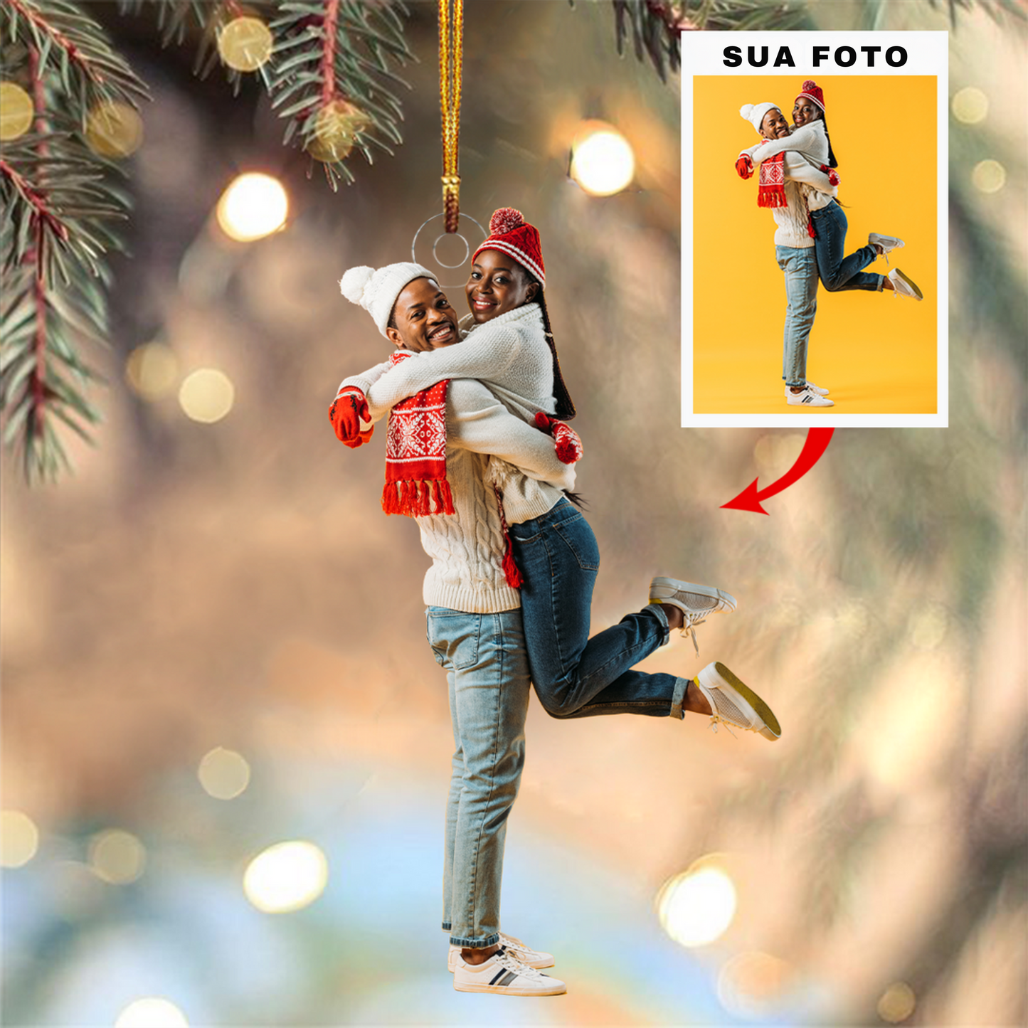 Adorno de pareja - Adorno de Acrílico con foto personalizada - Compra 2 y Llevas 3 + Envío Gratis