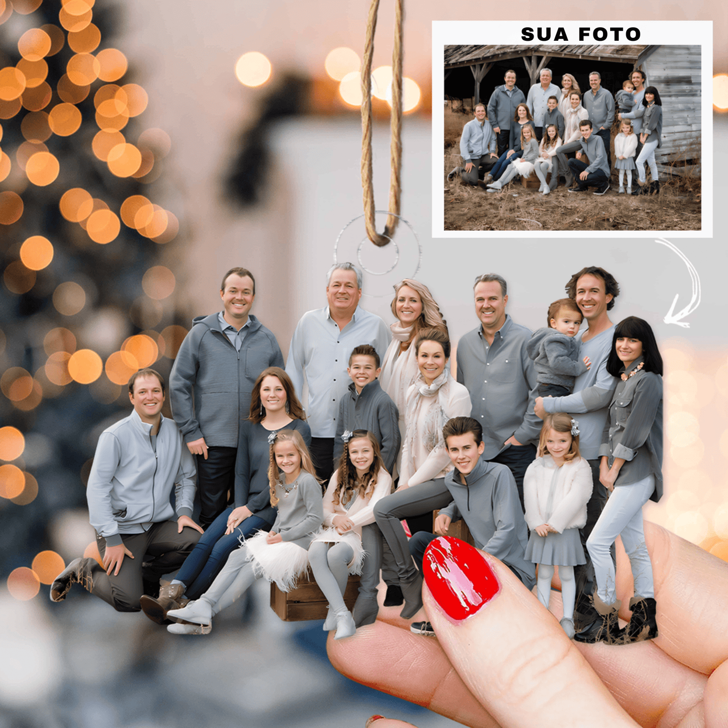 Adorno de Foto Personalizado Familiar - Regalo de Navidad para Miembros de la Familia