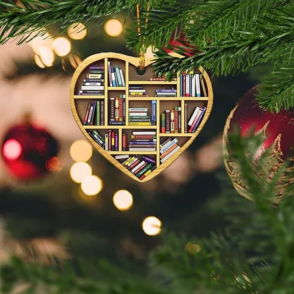 Ornement Cœur pour Amoureux de Livres (2D Plat)