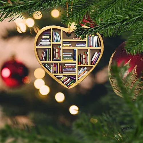 Ornement Cœur pour Amoureux de Livres (2D Plat)