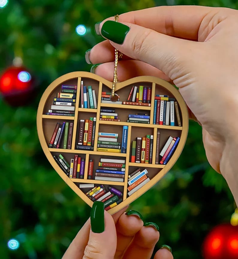 Ornement Cœur pour Amoureux de Livres (2D Plat)