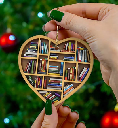 Ornement Cœur pour Amoureux de Livres (2D Plat)