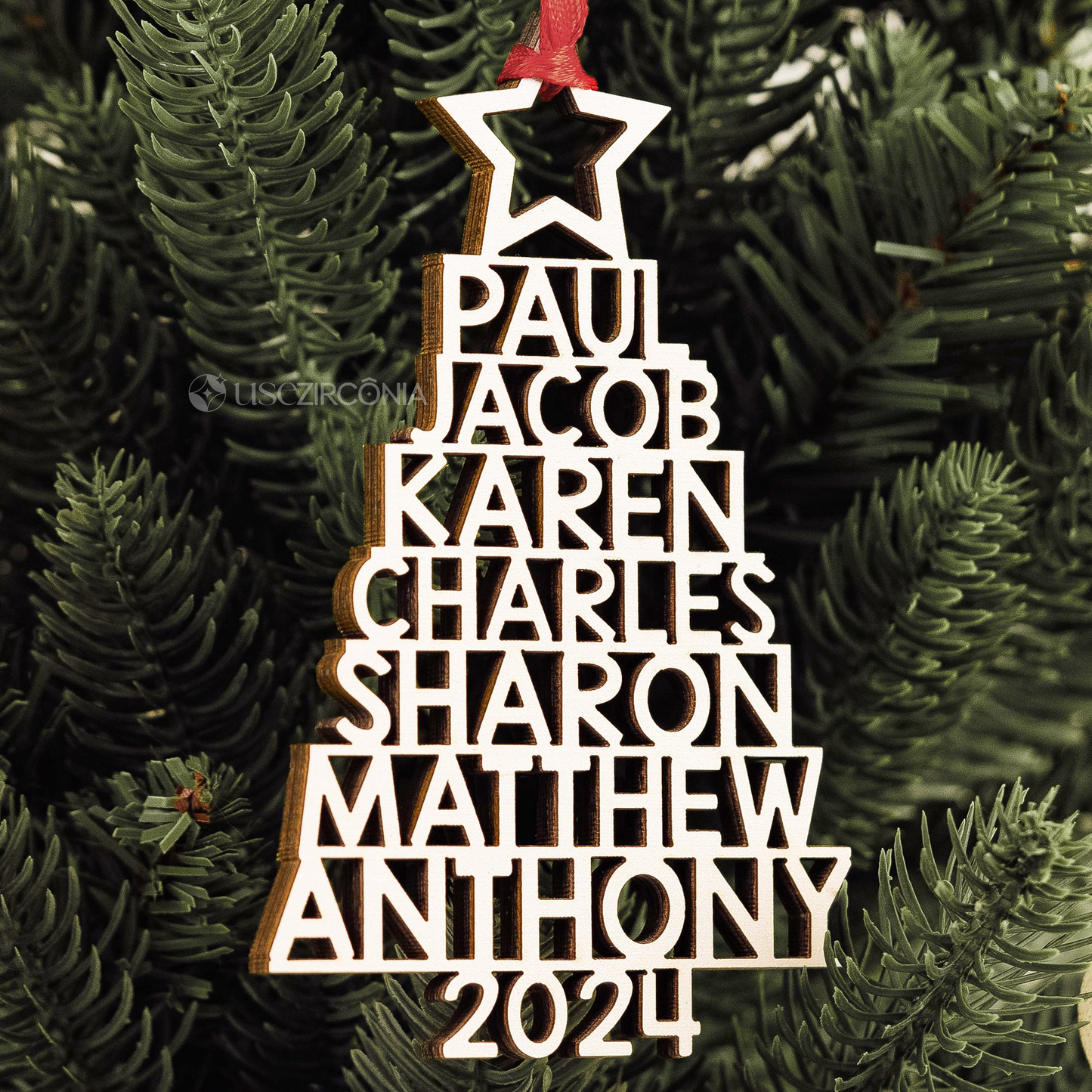 Árbol de Navidad Familiar - Adorno Familiar Personalizado - Forma Personalizada de Madera - Regalo de Navidad
