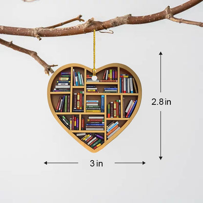 Ornement Cœur pour Amoureux de Livres (2D Plat)