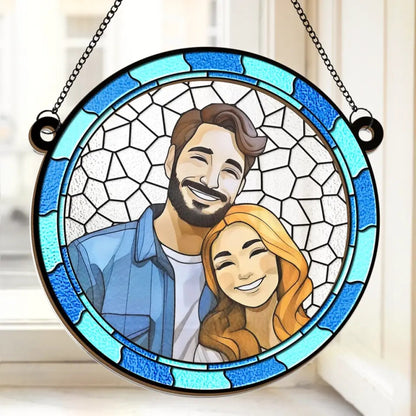 Attrape-soleil Personnalisé « Là où il y a de l'amour, il y a de la vie » - Décoration de Fenêtre Personnalisée - Cadeau d'Anniversaire pour Couple