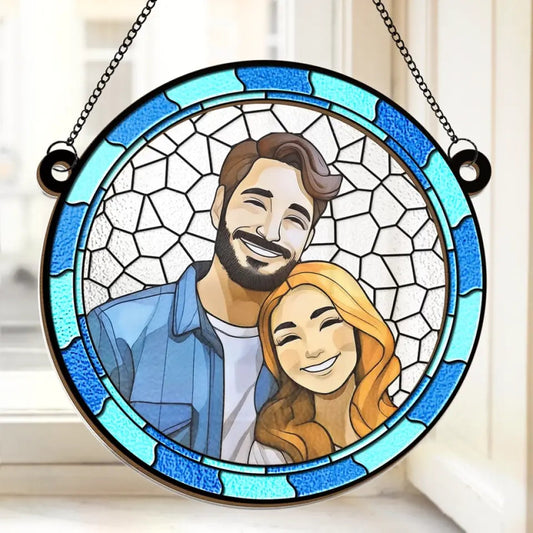 Attrape-soleil Personnalisé « Là où il y a de l'amour, il y a de la vie » - Décoration de Fenêtre Personnalisée - Cadeau d'Anniversaire pour Couple