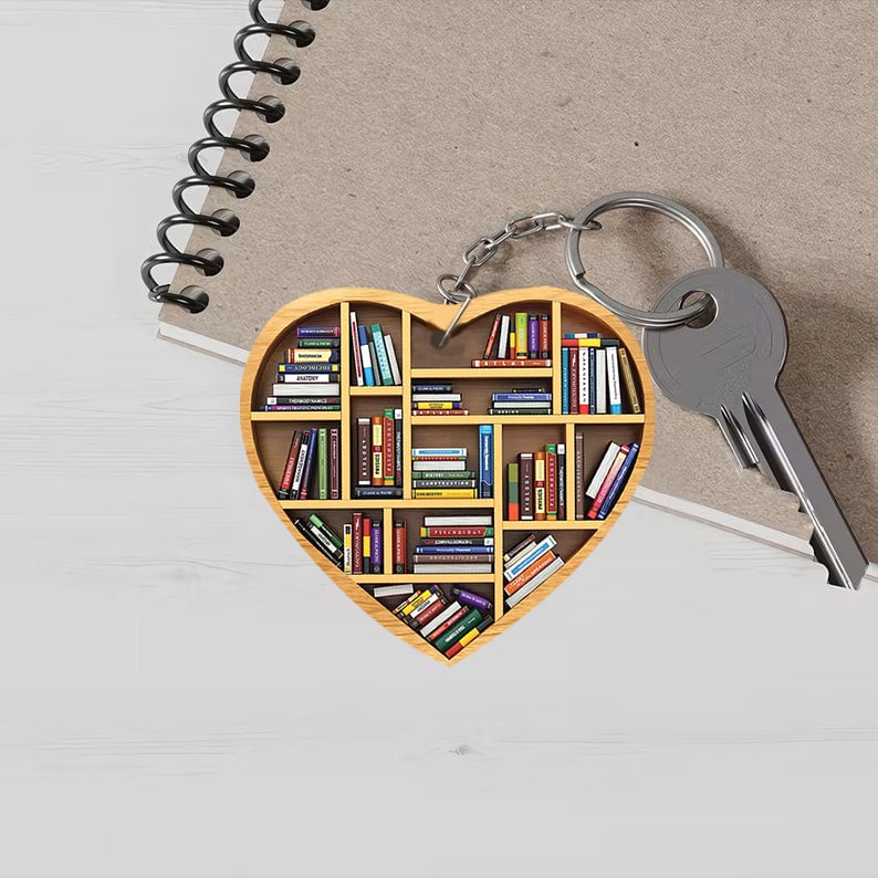 Ornement Cœur pour Amoureux de Livres (2D Plat)