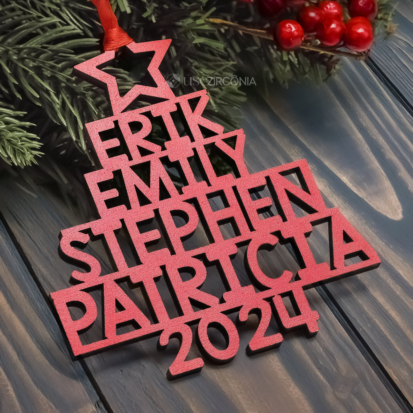 Árbol de Navidad Familiar - Adorno Familiar Personalizado - Forma Personalizada de Madera - Regalo de Navidad