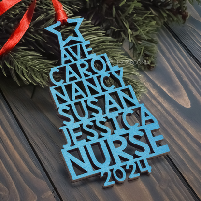Árbol de Navidad Familiar - Adorno Familiar Personalizado - Forma Personalizada de Madera - Regalo de Navidad