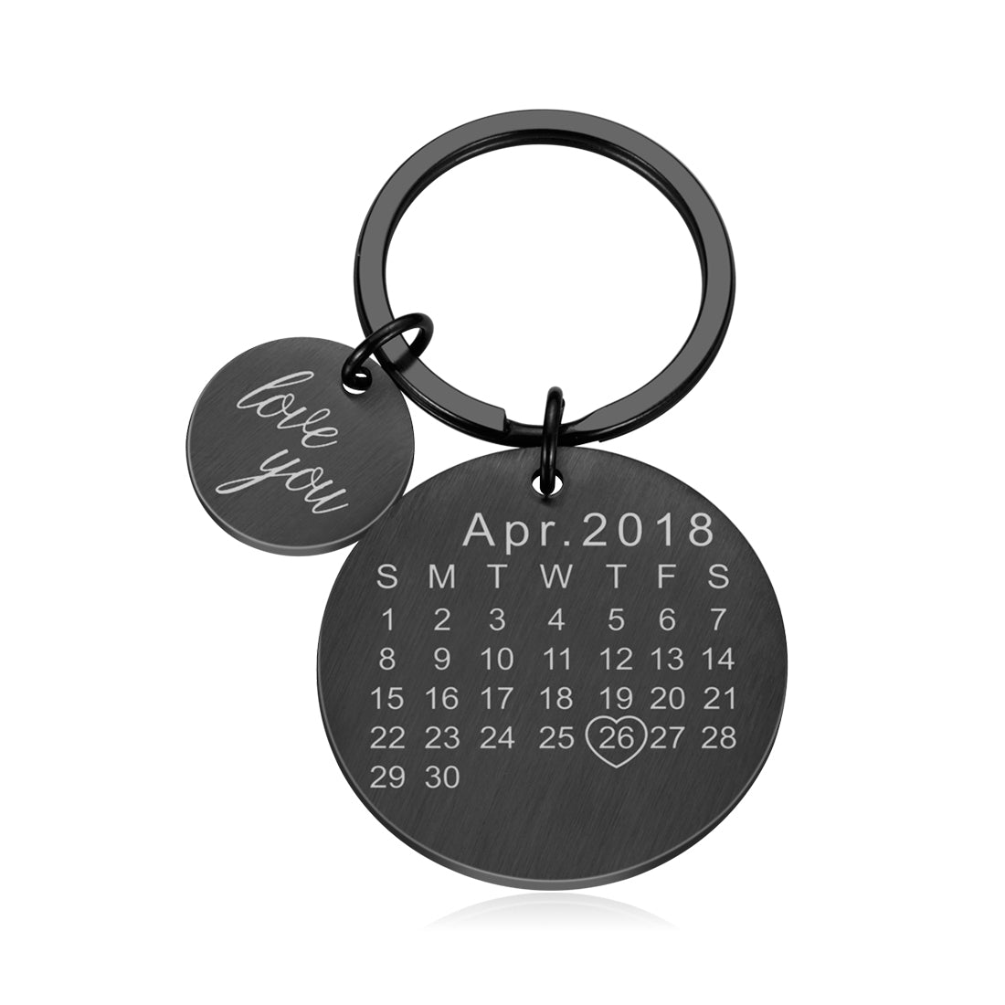 Porte-clés Calendrier JOUR/MOIS/ANNÉE + GRAVURE (jusqu'à 10 lettres)
