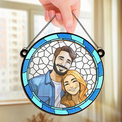 Attrape-soleil Personnalisé « Là où il y a de l'amour, il y a de la vie » - Décoration de Fenêtre Personnalisée - Cadeau d'Anniversaire pour Couple