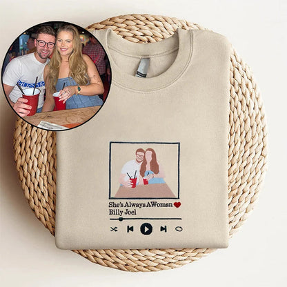 T-shirt Personnalisé avec votre Photo et Musique Préférée | Transformez Votre Photo en Amour Brodé