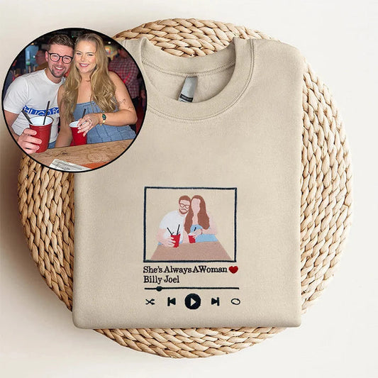 T-shirt Personnalisé avec votre Photo et Musique Préférée | Transformez Votre Photo en Amour Brodé