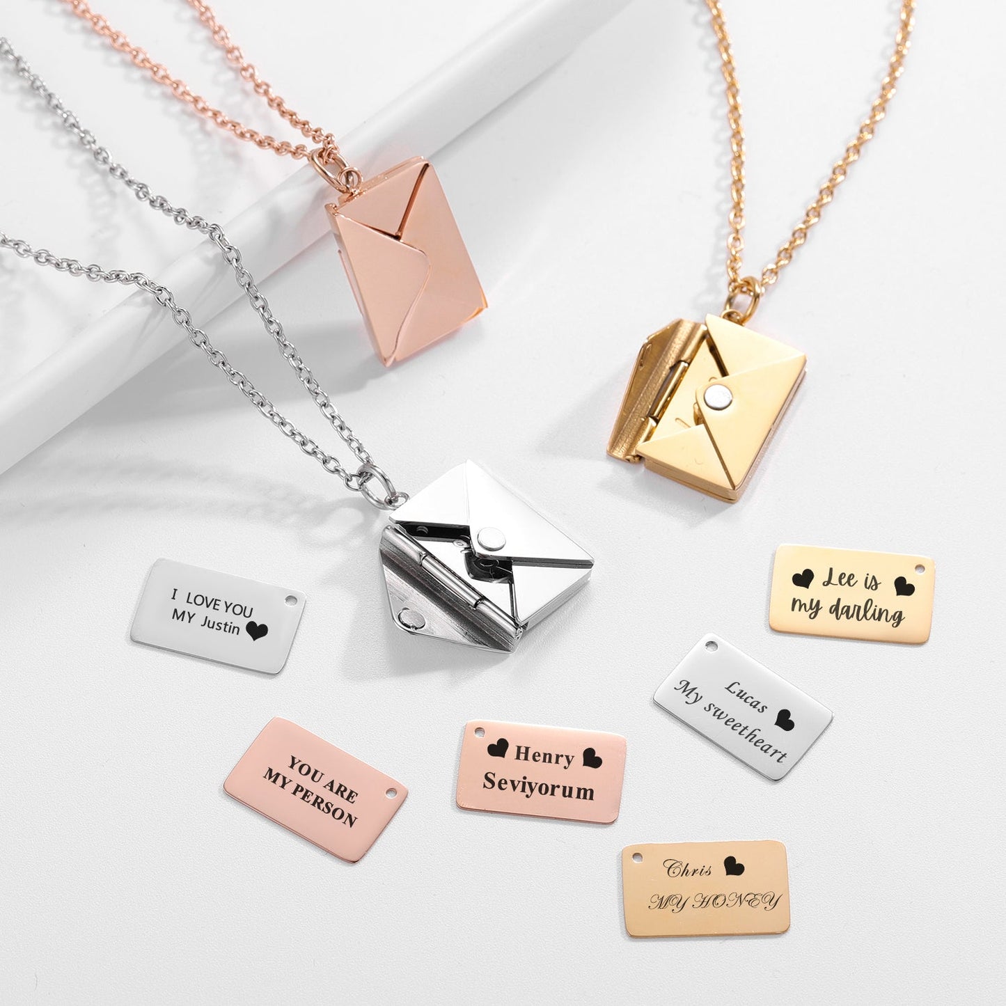 Collier avec Pendentif Enveloppe Personnalisé - Preuve d'Amour