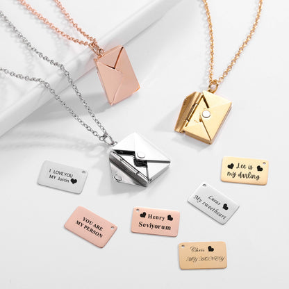 Collier avec Pendentif Enveloppe Personnalisé - Preuve d'Amour