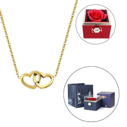 BOÎTE ROSE ÉTERNELLE - AVEC COLLIER PERSONNALISÉ