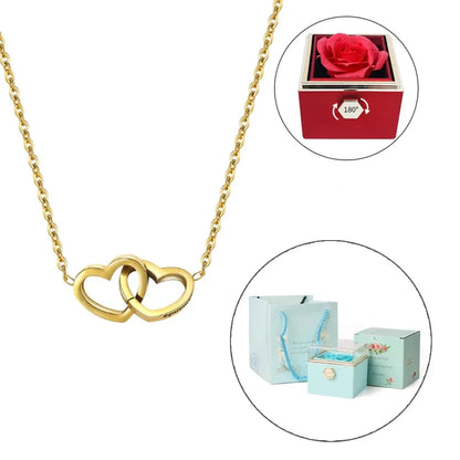 BOÎTE ROSE ÉTERNELLE - AVEC COLLIER PERSONNALISÉ