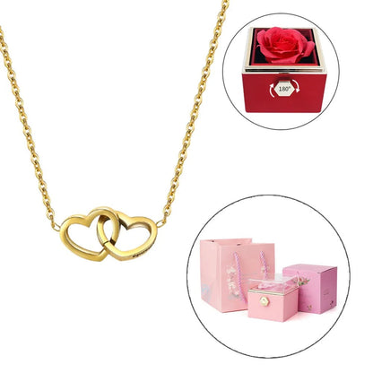 COFFRET ROSE ÉTERNELLE - AVEC COLLIER PERSONNALISÉ