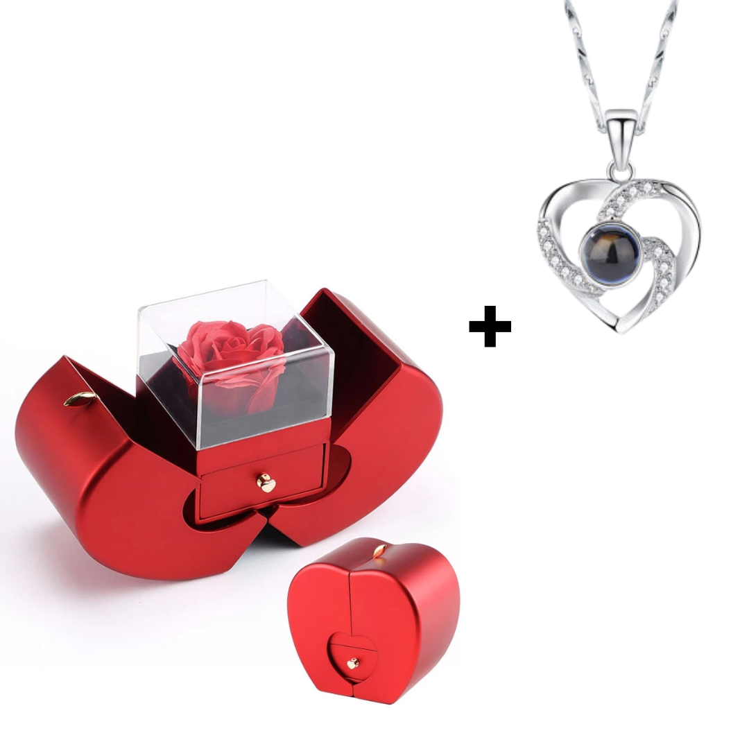 Collier Je t'aime en 100 Langues + Boîte Cadeau Très Spéciale