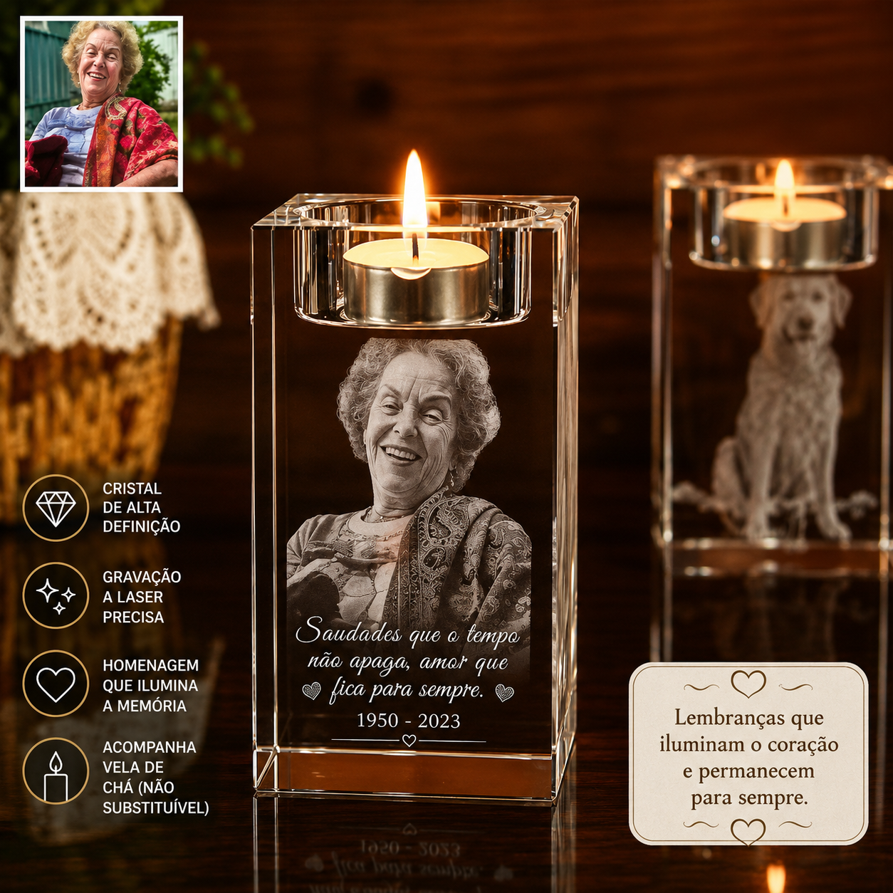 Candelabro de Cristal Rectangular – Edición Memoria Afectiva - Una luz que no se Apaga.