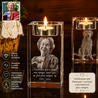 Candelabro de Cristal Rectangular – Edición Memoria Afectiva - Una luz que no se Apaga.