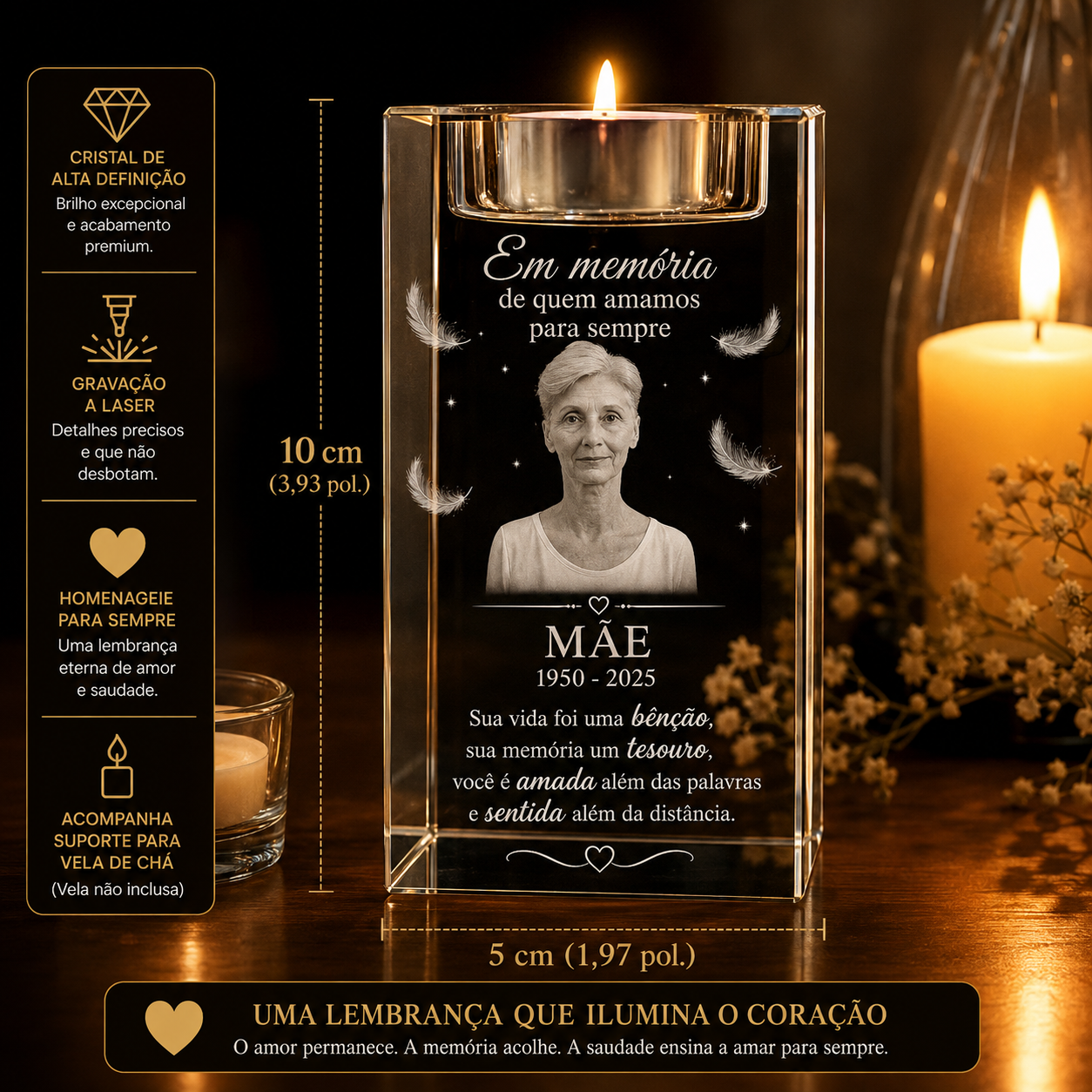 Candelabro de Cristal Rectangular – Edición Memoria Afectiva - Una luz que no se Apaga.
