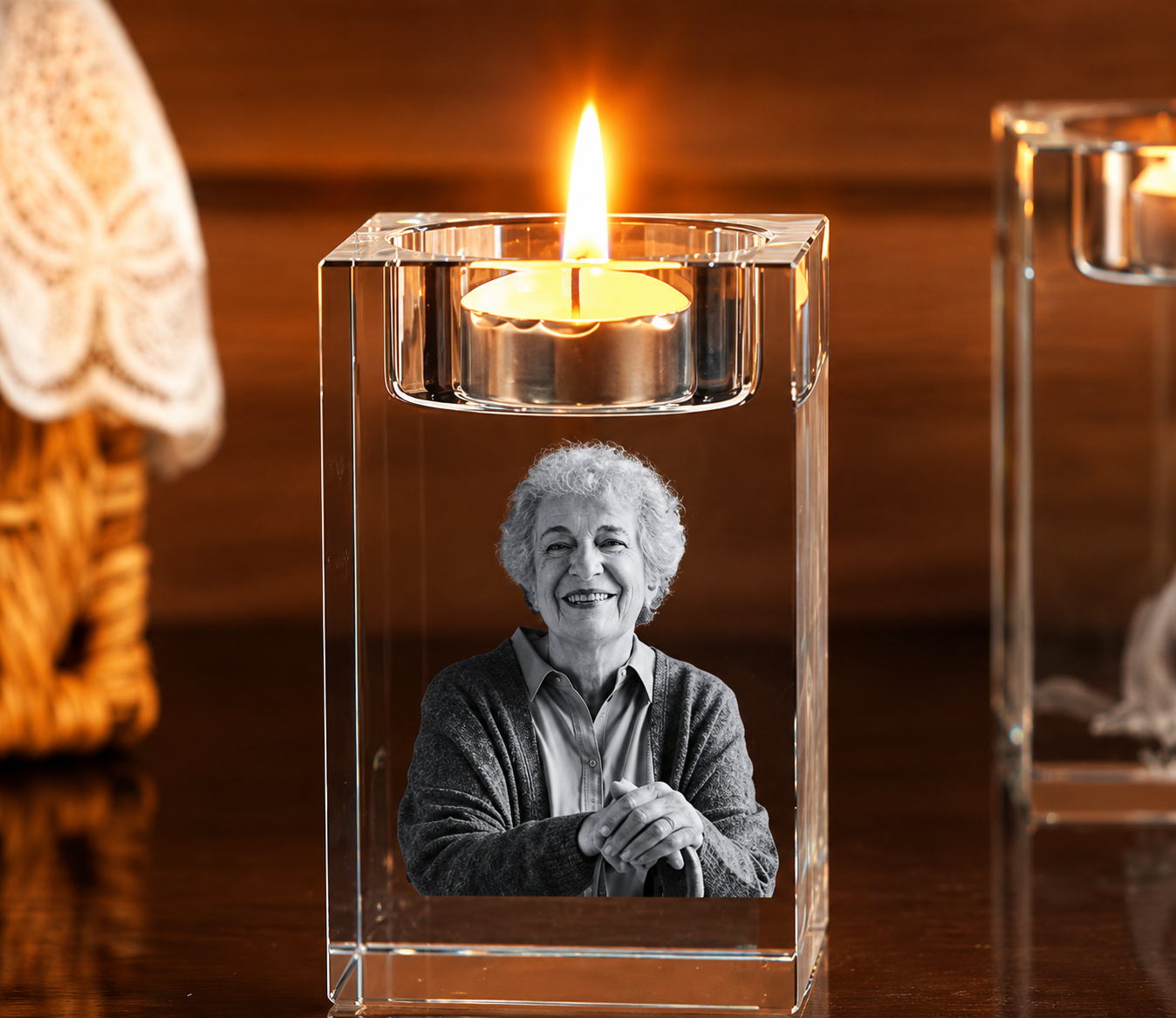 Candelabro de Cristal Rectangular – Edición Memoria Afectiva - Una luz que no se Apaga.