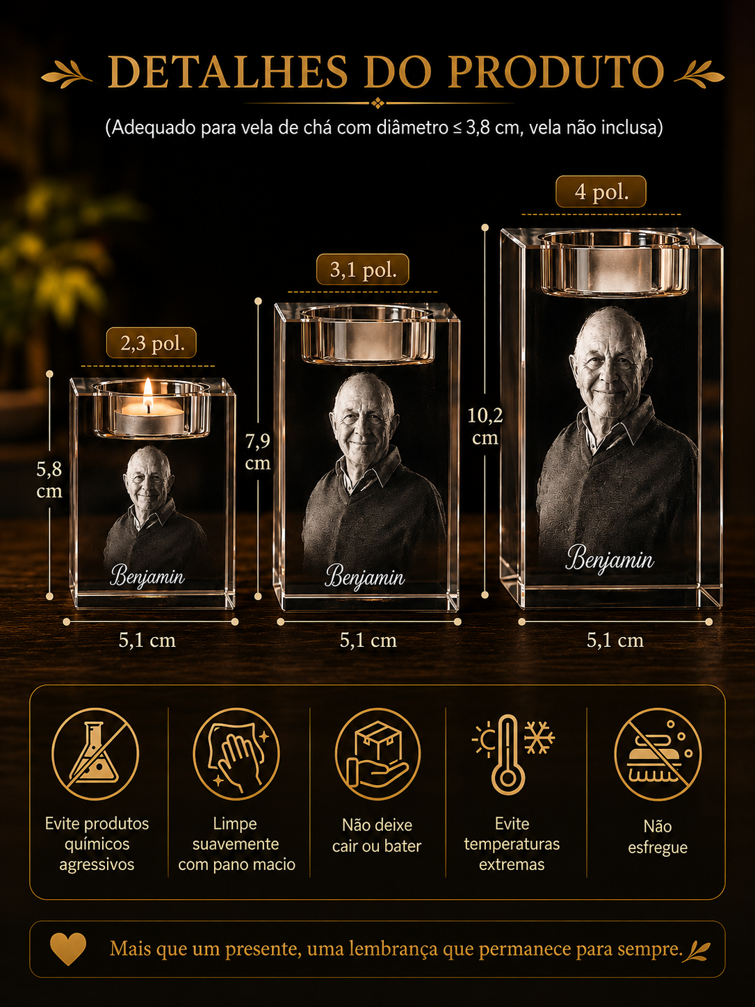 Candelabro de Cristal Rectangular – Edición Memoria Afectiva - Una luz que no se Apaga.