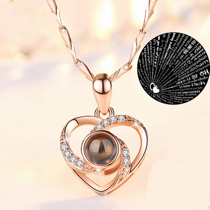 Collier Je t'aime en 100 Langues + Boîte Cadeau Très Spéciale