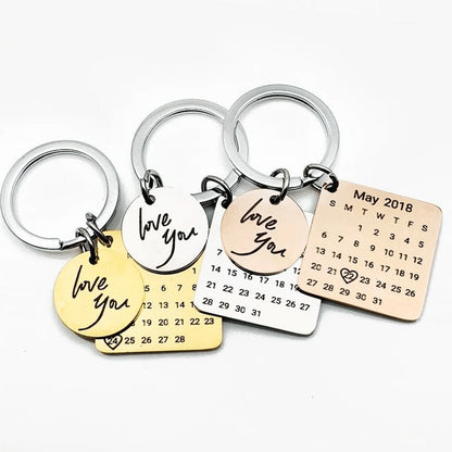 Porte-clés Calendrier JOUR/MOIS/ANNÉE + GRAVURE (jusqu'à 10 lettres)