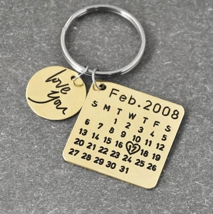 Porte-clés Calendrier JOUR/MOIS/ANNÉE + GRAVURE (jusqu'à 10 lettres)