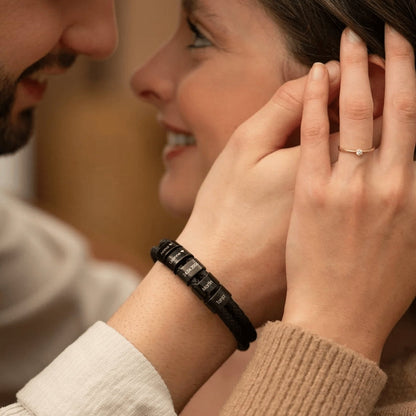 BRACELET EN CUIR PRÉNOMS™ PERSONNALISÉ – Cadeau pour Papa