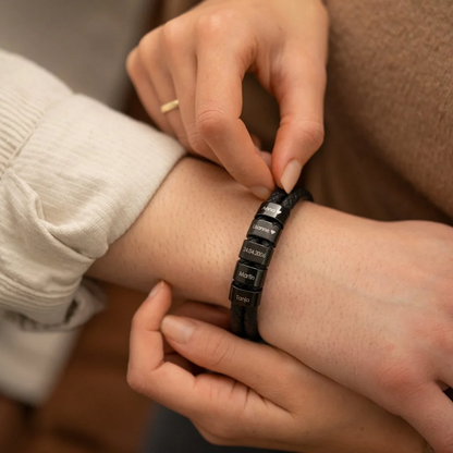 BRACELET EN CUIR PRÉNOMS™ PERSONNALISÉ – Cadeau pour Papa