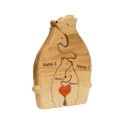 Sculpture « Famille Ours » – L'Étreinte qui Nous Unit (Bois Personnalisé)