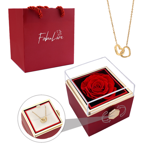 BOÎTE ROSE ÉTERNELLE - AVEC COLLIER PERSONNALISÉ