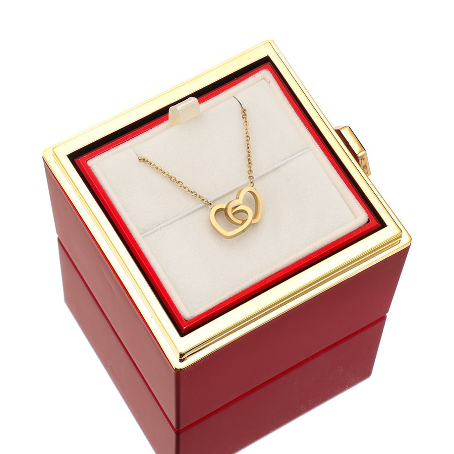 BOÎTE ROSE ÉTERNELLE - AVEC COLLIER PERSONNALISÉ