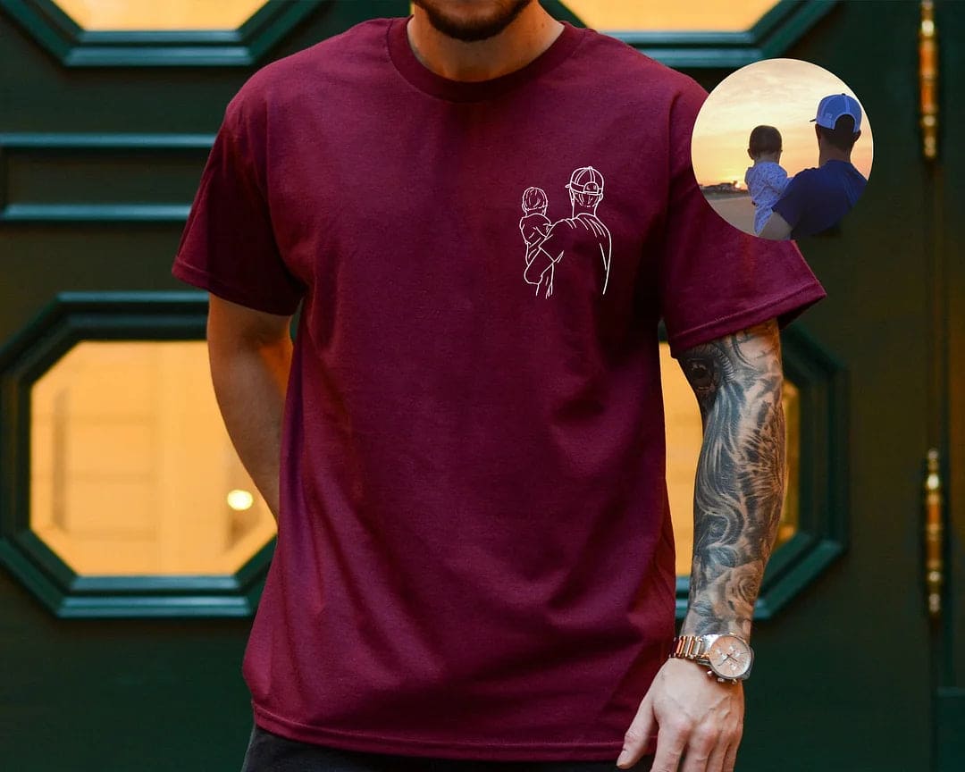 T-shirt Personnalisé avec Photos - Cadeau spécial pour la Fête des Pères