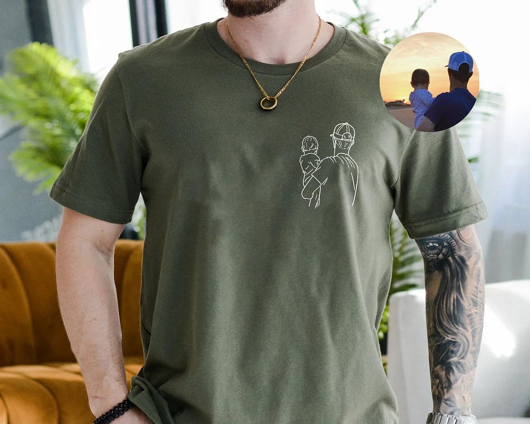 T-shirt Personnalisé avec Photos - Cadeau spécial pour la Fête des Pères