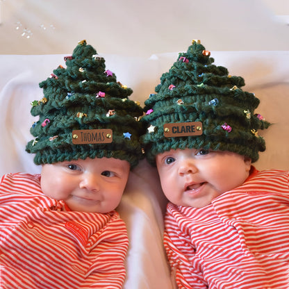 Gorro de ganchillo de árbol de Navidad personalizado con nombre - Una Navidad especial