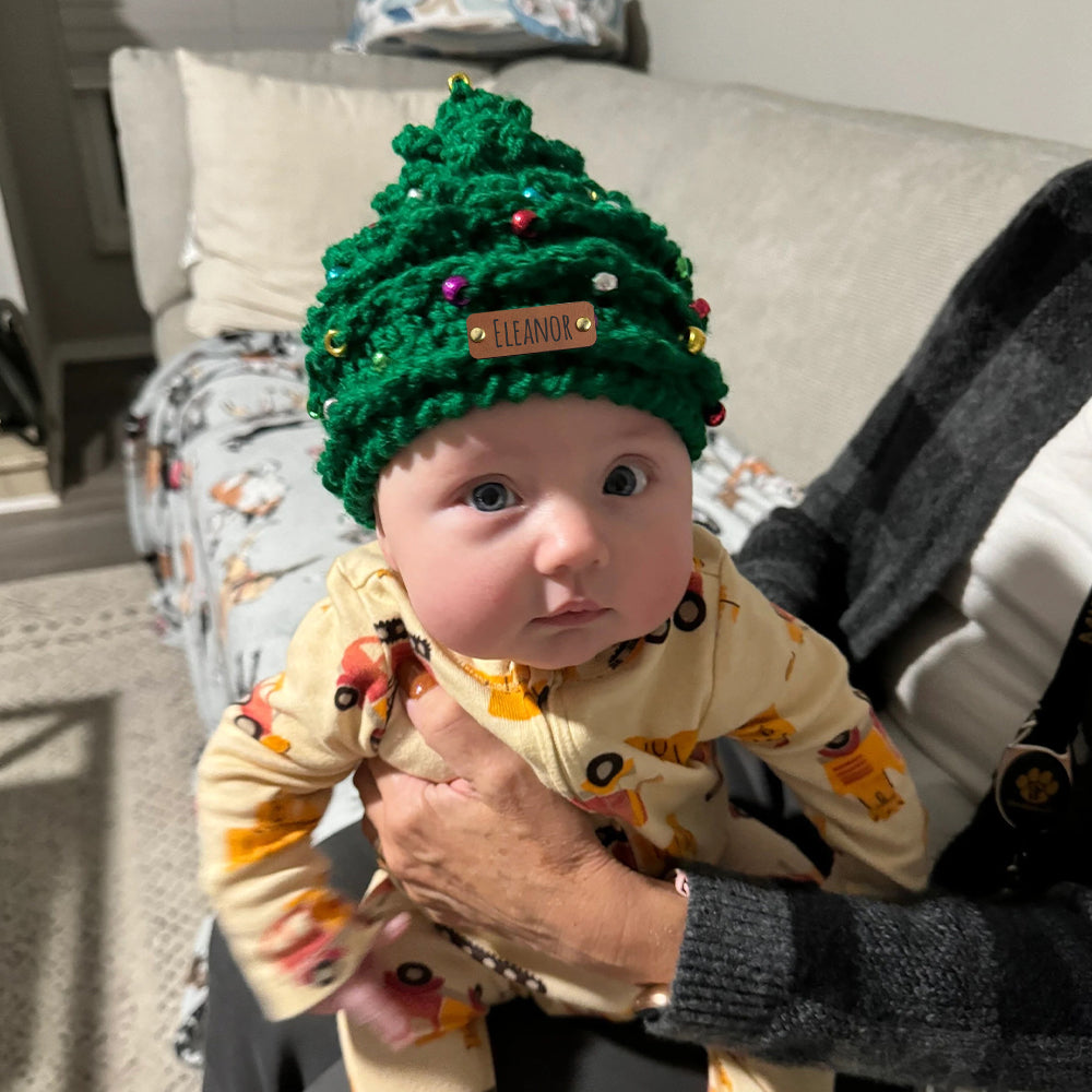 Gorro de ganchillo de árbol de Navidad personalizado con nombre - Una Navidad especial