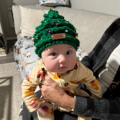 Gorro de ganchillo de árbol de Navidad personalizado con nombre - Una Navidad especial