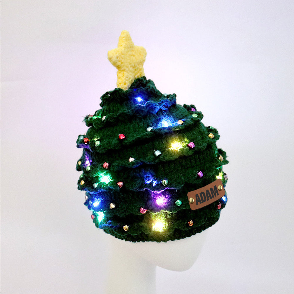 Gorro de ganchillo de árbol de Navidad personalizado con nombre - Una Navidad especial