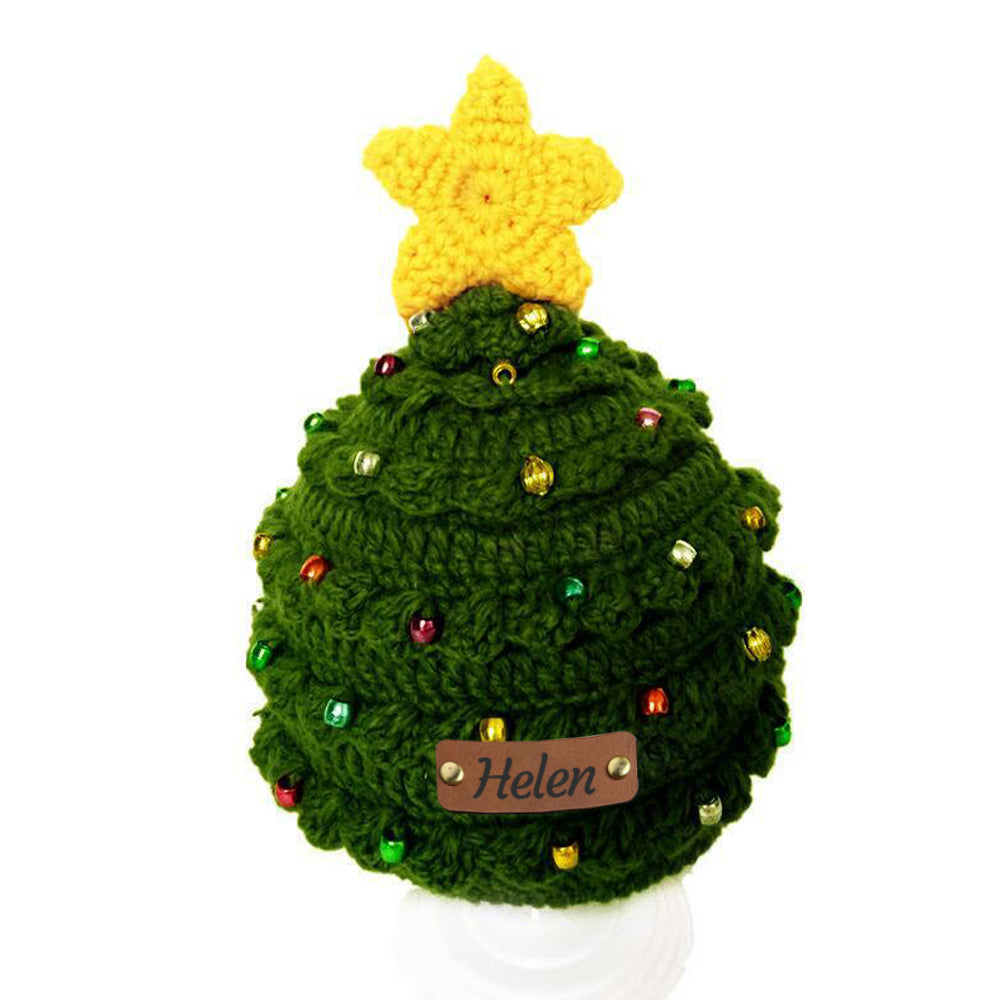 Gorro de ganchillo de árbol de Navidad personalizado con nombre - Una Navidad especial